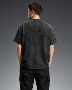 Camiseta de Felpa de Corte Regular Active Squad para Hombre, Manga Corta, Cuello Alto, Transpirable, Estilo Casual Urbano, Algodón Lavado, OEM - Product Image 3