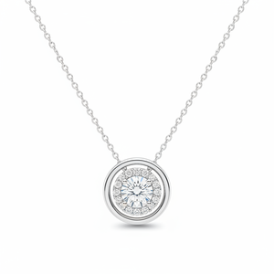 Collar con Halo de Diamantes Cultivados en Laboratorio, Oro Blanco de 18K, Engaste de Ilusión Flotante, Colgante Nupcial - Product Image 5