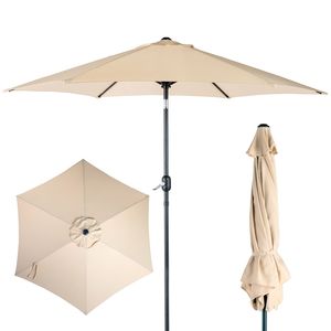 Ombrellone da Esterno 9ft con Manovella e Pulsante di Inclinazione, 6 Stecche in Ferro Robuste, Protezione UPF 50+, Soluzione Impermeabile, Raggio 3.5m 2.7m - Product Image 1