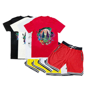 Conjunto de Camiseta y Pantalones Cortos Deportivos para Hombre, Diseño Gráfico, Verano, Venta Especial, Logotipo Personalizado, Ropa Urbana, Poliéster/Algodón - Product Image 1