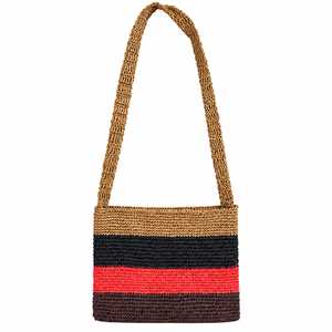 Handgefertigte gewebte Strohtasche, mehrfarbig gestreift, Colorblock-Raffia-Umhängetasche, umweltfreundliche Sommer-Strandtasche, lässige Sling Bag - Product Image 1