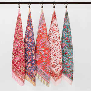 Jaipur ผ้าพันคอผ้าฝ้ายระบายอากาศลายดอกไม้, ผ้าพันมือระบายอากาศได้ดีเป็นมิตรกับสิ่งแวดล้อมสำหรับผู้ชายผู้หญิงอเนกประสงค์ - Product Image 1