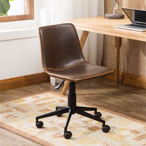 Sedia da Ufficio Girevole a 360° con Sollevamento Pneumatico in Ecopelle Marrone Anticato Cesena - Product Image 1