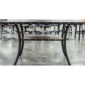 Tavolo da Pranzo Rettangolare in Legno Naturale 1 pz, Altezza Bancone con Ripiani Portaoggetti e Finitura Chiodata per la Tua Sala da Pranzo - Product Image 6