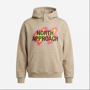 เสื้อฮู้ดดี้ผู้ชายสีเบจ ผ้าฝ้ายเฟรนช์เทอร์รี่ พิมพ์ลาย มีกระเป๋าหน้า สไตล์ลำลอง ใส่ได้ทุกวัน ทรงปกติ สำหรับฤดูใบไม้ร่วง - Product Image 1