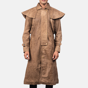 <b>Men</b> Women Soft Genuine Leather Long <b>Coat</b> Full Length Warm Outerwear Long Sleeve Stand Collar Front Zip Modern Winter - Product Image 3