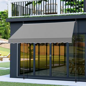 Tenda da Sole Retrattile Grigia 300 cm L x 120 cm P x 200 cm-300 cm A in Poliestere Spalmato per Ombreggiatura Autoportante - Product Image 6
