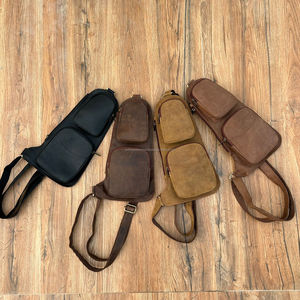 Bolso de hombro con diseño de cocodrilo personalizado, bandolera genuino de grano completo de cuero, bolsos de pecho cruzados de lujo para hombre, para viajes al aire libre - Product Image 4