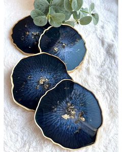 Juego de 4 Posavasos de Resina con Diseño de Conchas Marinas Artificiales de la India a Precios Increíbles - Product Image 1