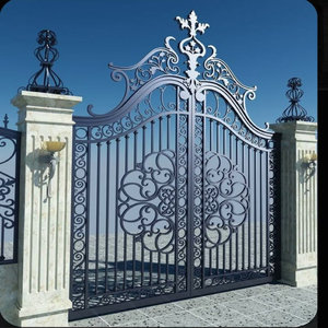 Modern Steel Driveway Gate with Decorative Wrought Iron Details for Main Entrance and Residential <b>Security</b> Use with Elegant Art - Product Image 5