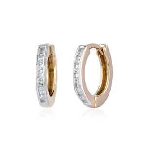 Pendientes de Aro Pequeños de Oro Amarillo de 14k con Diamantes Naturales, Hechos a Mano, Minimalistas, Regalo de Boda, Joyería Fina Unisex - Product Image 3