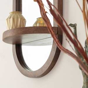 Espejo ovalado Vandana Ultra Orion con estante de madera de mango - Product Image 5