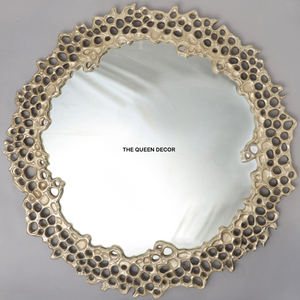 Miroir mural en aluminium pour salle de bain et salon, grand modèle, design en forme de feuille, doré - Product Image 4