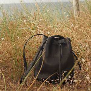 <b>Leather</b> Bucket <b>Bag</b> <b>Soft</b> Black Minimalist Women's Shoulder <b>Bag</b> All Seasons - Product Image 4