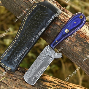 มีดล่าสัตว์และชำแหละหนัง ใบมีดเหล็กดามัสกัส ด้ามไม้ปักก้า รับผลิตแบบ OEM/ODM ปรับแต่งได้ตามต้องการ ด้ามตรง ของขวัญสำหรับเขา - Product Image 4