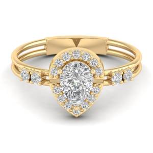 Anillos de compromiso de moissanita de 0.88 quilates con corte de pera en oro macizo de 14K, precio de fábrica al por mayor REYES, joyería fina de lujo para mujer - Product Image 6