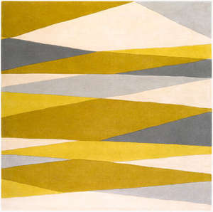 Tapis moderne abstrait en laine, motif géométrique jaune et gris, tufté à la main, pour décoration intérieure, salon et chambre - Product Image 1