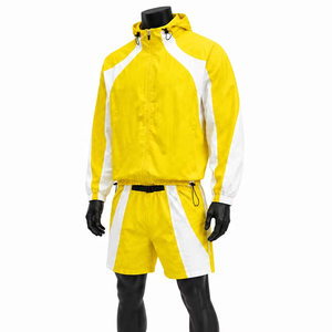 Conjunto de Pantalones Cortos y Chaqueta Cortavientos con Capucha para Hombre, Precio Accesible, Color Sólido, Secado Rápido, Nailon/Poliéster, Ropa Casual de Verano - Product Image 1
