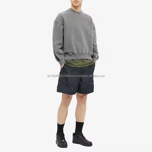 400g Vintage style français éponge sweat streetwear acide lavé en détresse surdimensionné sweat-shirt ras du cou - Product Image 2