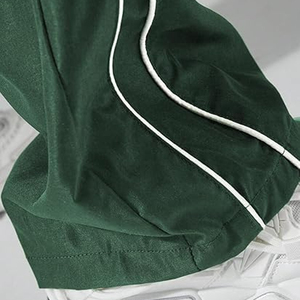High Quality Men's Canvas Track Pants Lightweight Elastic Waist Side Stripe Baggy Wide Leg Sport - Product Image 6