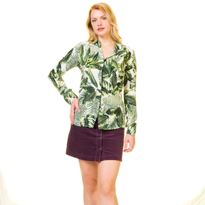 Beige Black Leopard with Gold <b>Chain</b> Women Dress Shirt <b>Top</b> Office Lady Organic Soft Cotton Blouse Long Sleeve Shirts - Product Image 1