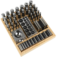 Juego completo de 41 piezas de bloques de acero para abocardado y punzonado con base de madera, herramienta para fabricación de joyas y conformado de metales