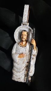Colgante de lujo de moissanita San Judas, plata 925, joyería fina religiosa con incrustaciones de circonitas, regalo para hombres y mujeres - Product Image 6
