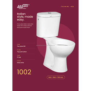 Inodoro de Dos Piezas Alargado de Cerámica Sanso 1002 con Asiento de Cierre Suave, Fácil de Limpiar, Venta Directa de Fábrica, India - Product Image 2