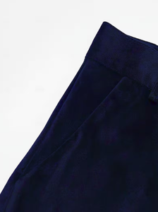 Pantalon évasé bleu marine pour homme, taille haute, jambe large, décontracté, avec poches latérales, infroissable, en polyester tissé, style automne - Product Image 6