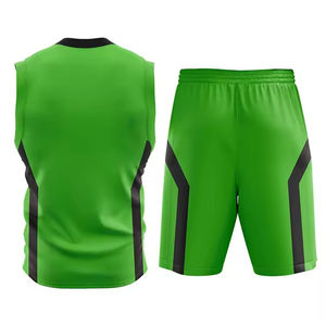 Maillot de basket-ball personnalisé pour hommes adultes, vert et noir, imprimé, respirant, 100% polyester, séchage rapide, uniforme blanc et noir - Product Image 2