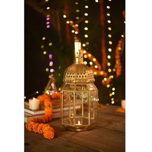 Modern Design Light <b>Black</b> Iron <b>Lantern</b> Glass Panels Handle Eco-Friendly Durable Home Accent Lighting Perfect Valentine's Day - Product Image 4