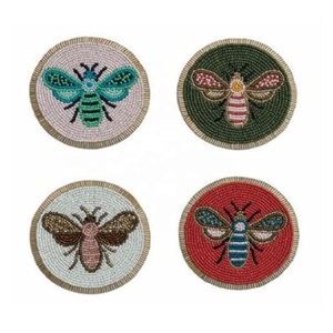 Sous-verres en verre faits à la main avec motif abeille, lot de 4, pour tasses à thé, verres à boire, utilisation sur table à manger, maison, bureau, sous-verres décoratifs festifs - Product Image 6
