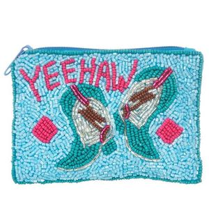 Handcrafted hand made beautiful stylish trendy looking beaded Game Day Festival Touch Down <b>coin</b> <b>pouch</b> women party gifting <b>pouch</b> - Product Image 4