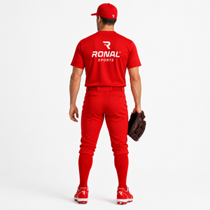 Uniforme de Béisbol Rojo Unisex RONAL SPORTS, Jersey de Manga Corta y Pantalones, Transpirable, Absorbe la Humedad, 100% Poliéster, para Todas las Temporadas, Adulto - Product Image 4