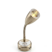 Lampe de lecture LED 12V Premium pour camping-car, montage mural flexible à col de cygne avec ports de charge USB A et C