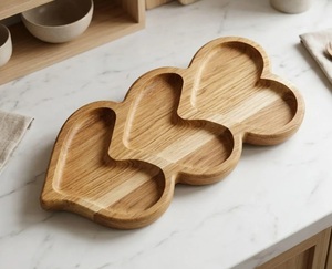 Heart Shaped Oak Commercial Grade Eco-Friendly Rustic Wooden <b>Snack</b> <b>Tray</b> Charcuterie Board Serving Platter Catering Utility <b>Tray</b> - Product Image 1