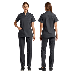 Women's Mock Wrap Scrub Uniform with Needle Detection and Seamless Fusing Polyester/Cotton Woven Fabric for Hospital Use - Product Image 4