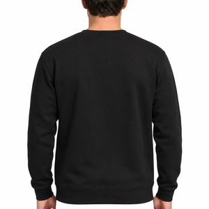 Sweat-shirt à col rond en coton noir pour homme, coupe classique, pull décontracté, couleur unie, tricoté, vêtement d'automne - Product Image 2