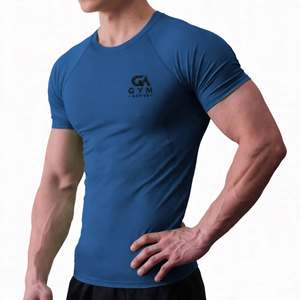 GYM ACTIVE <b>Men's</b> High Street Silk Screen Printed Custom Jersey <b>T</b>-<b>Shirts</b> 95% Cotton 5% Spandex 180g <b>Curved</b> <b>Hem</b> Muscle Slim Fitted - Product Image 4