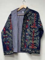 Veste d'hiver bohème en velours brodée à la main, design floral écologique et respirant, manteau pour femme, cadeau d'anniversaire
