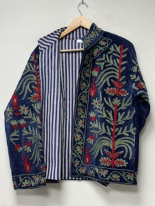Hand Embroidered <b>Velvet</b> Suzani Bohemian Winter <b>Jacket</b> Breathable Eco-Friendly Floral Design <b>Women's</b> Coat Birthday Gift - Product Image 4