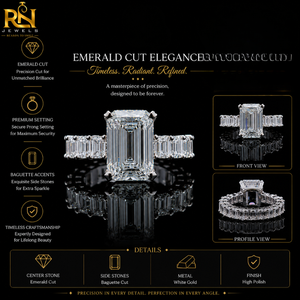 Bague de fiançailles R N Jewels avec diamant de laboratoire taille émeraude 2 carats |   Bague de mariage unisexe de luxe en or massif 9K/14K/18K avec halo caché, fine et élégante - Product Image 5