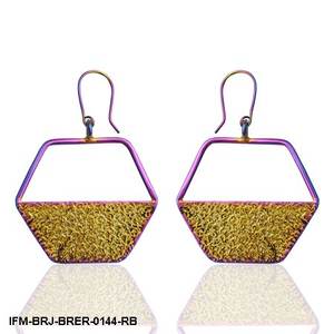 Pendientes Colgantes Hexagonales de Latón Texturizado Hechos a Mano, Resistentes al Deslustre PVD, Diseño Geométrico con Encanto, Sin Plomo, Premium, Modernos - Product Image 2