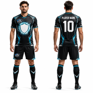 Tenue de football personnalisée en tissu micro-polyester premium, respirant, séchage rapide, léger, maillot et short de football athlétique - Product Image 1