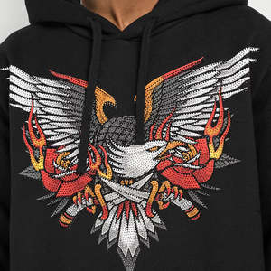 Conjunto de Sudadera con Capucha y Pantalones Acampanados de Algodón para Hombre y Mujer, con Diseño Gráfico de Letras y Gorro de Calavera - Product Image 5