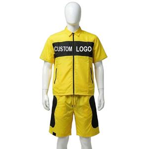 Conjunto de 2 Piezas de Verano para Hombre, Estilo Hip Hop, Chaqueta Cortavientos Bordada de Satén, Corte Holgado, Transpirable, de Algodón/Poliéster, Chaqueta Polo - Product Image 1