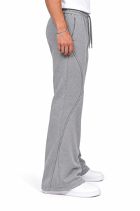 Pantalon de survêtement gris pour homme, coupe large, taille élastique avec cordon de serrage, décontracté, respirant, poches latérales, idéal pour l'automne - Product Image 3