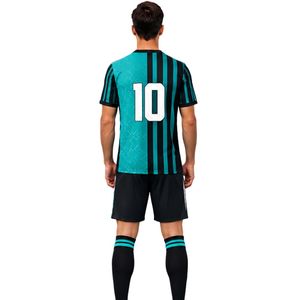 Men's Teal and Black Number 10 <b>Soccer</b> Uniform Set Short <b>Sleeve</b> Jersey Shorts and Matching <b>Socks</b> - Product Image 4