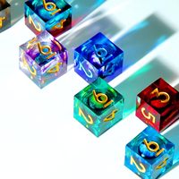 Ensemble de dés DND à cœur liquide Dragon Eye D6, 3 pièces, avec bords tranchants en résine, dés à 6 faces, 16mm, faits à la main, polyédriques, bleu violet