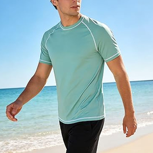 High Quality Men Rash Guard <b>T</b> Shirt Compression Short Sleeve Swim Shirt UV Protection Quick Dry Wholesale - Product Image 2